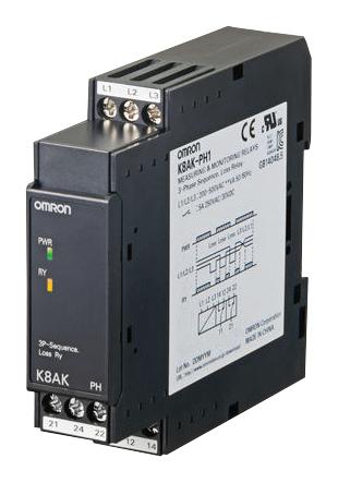 Omron Industrial Automation K8Ak-Ph1 Phase Monitoring Relay, Dpdt, 5A, Din