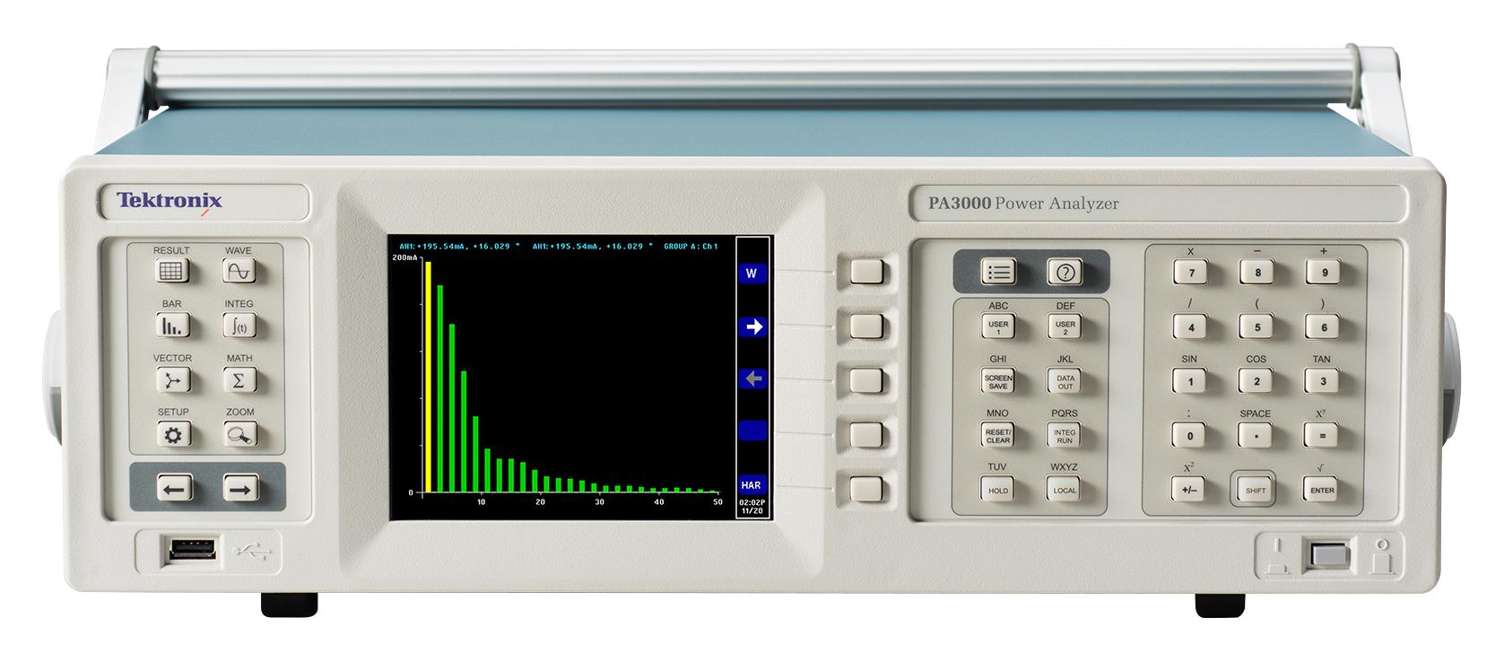 Tektronix Pa3000 4Ch Power Analyzer, 4-Ph, 0-600Vrms, 30ARMs