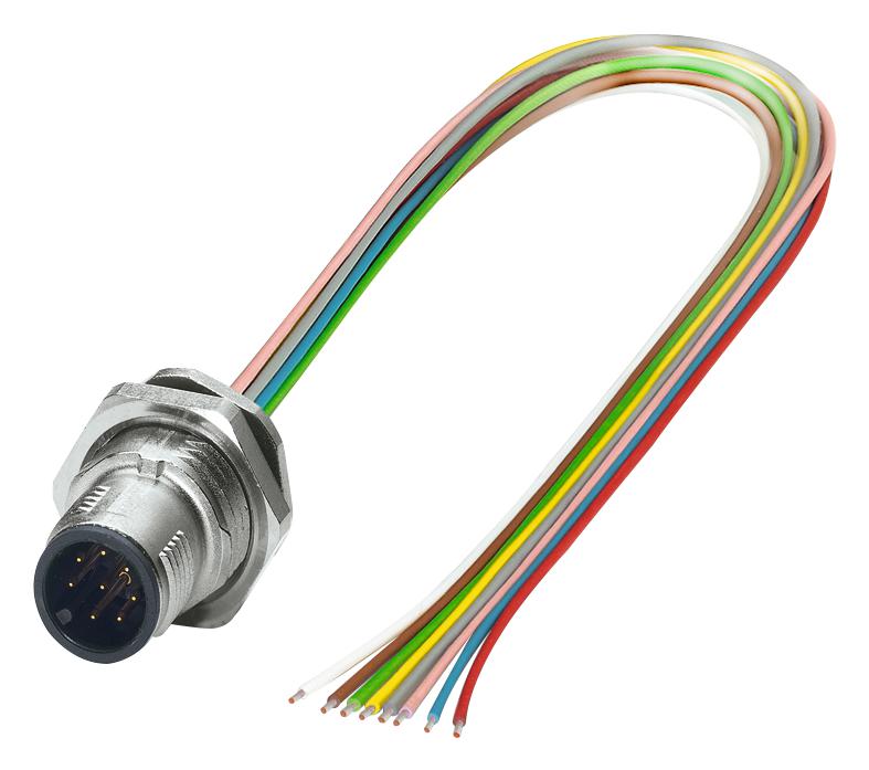 Phoenix Contact 1542716 Sensor Cord, 8P, M12 Plug-Free End, 0.5M