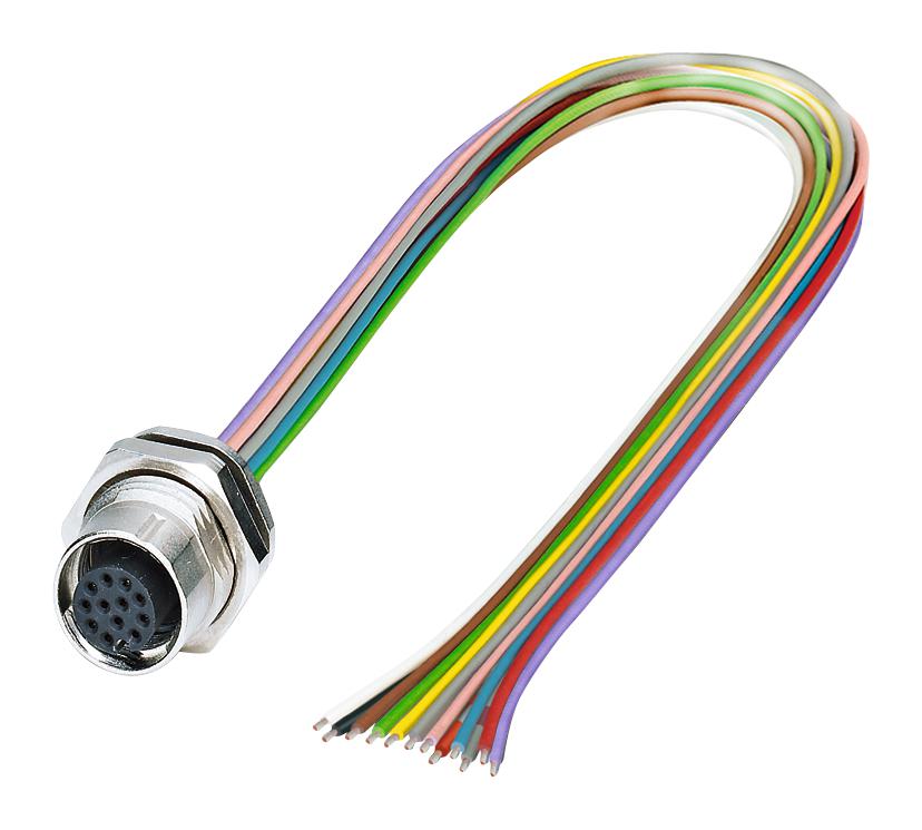 Phoenix Contact 1430446 Sensor Cord, 12P, M12 Rcpt-Freeend, 0.5M