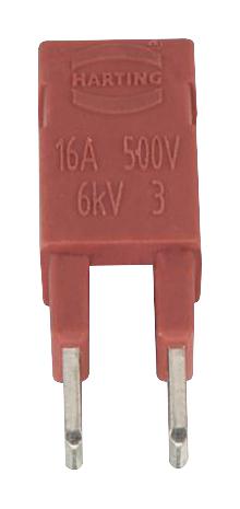 HARTING 09330009820 Jumper, 2Pos, 16A, 4.6mm, Red