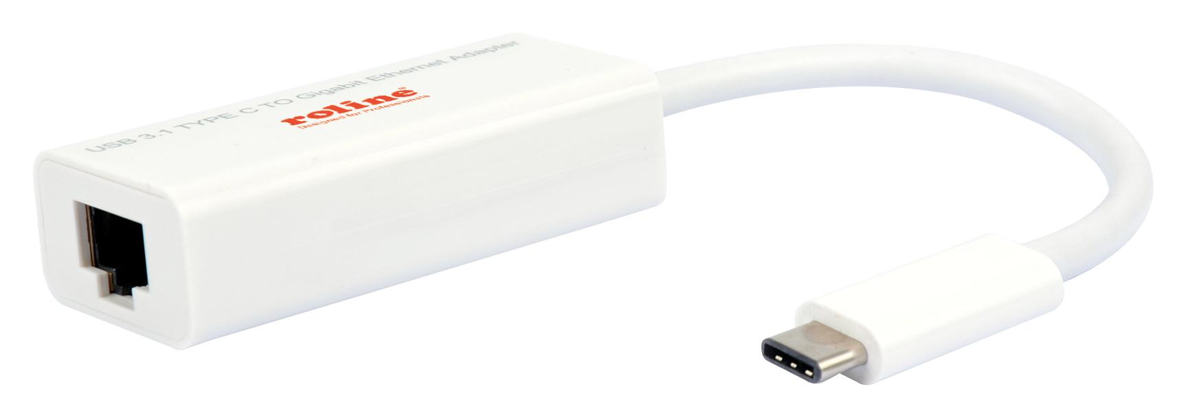 Roline 12.02.1109 Converter, Usb C Plug-Rj45 Jack, Wht