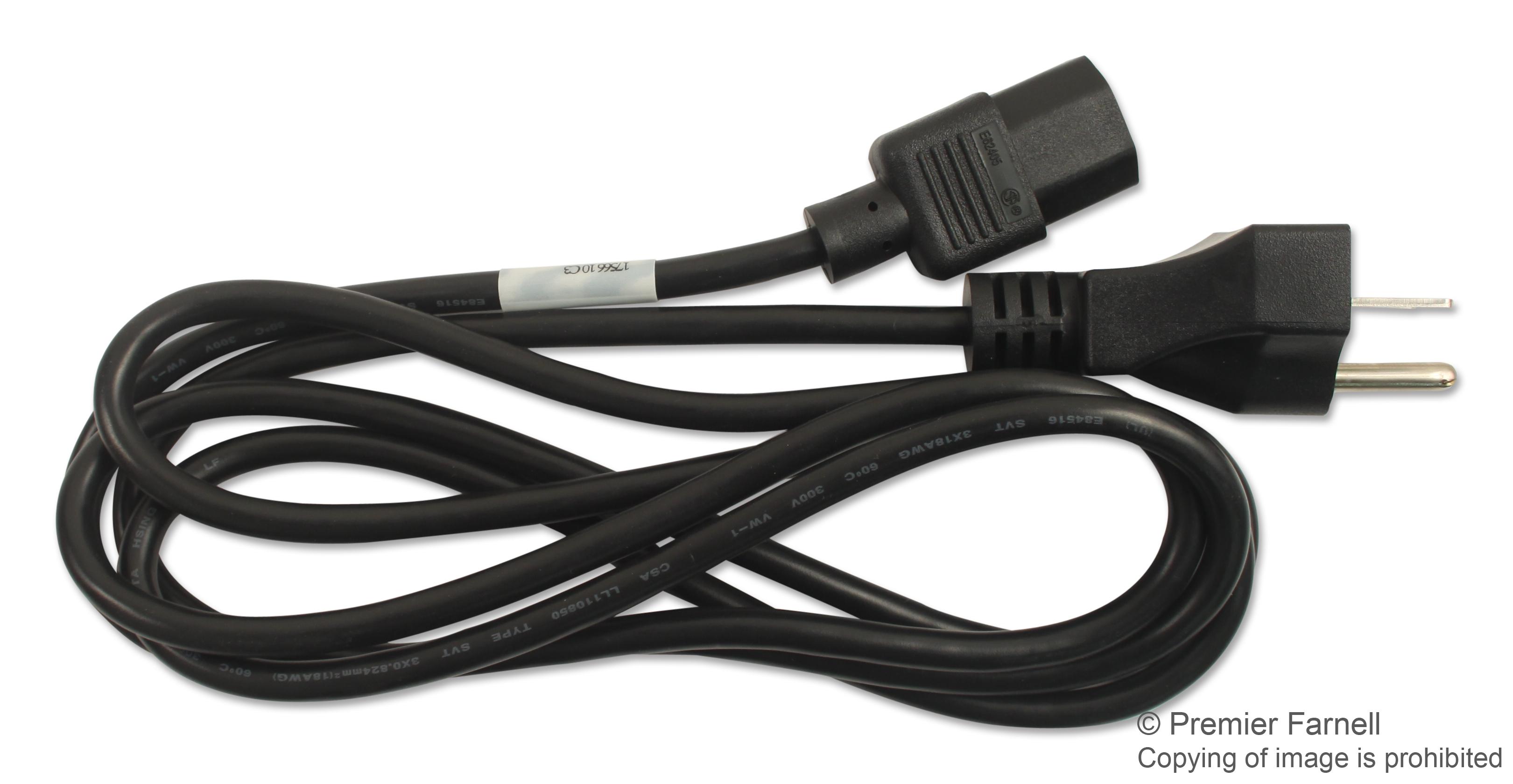 Volex 17566. Power Cord, Iec 60320 C13/nema 5-15P, 2M