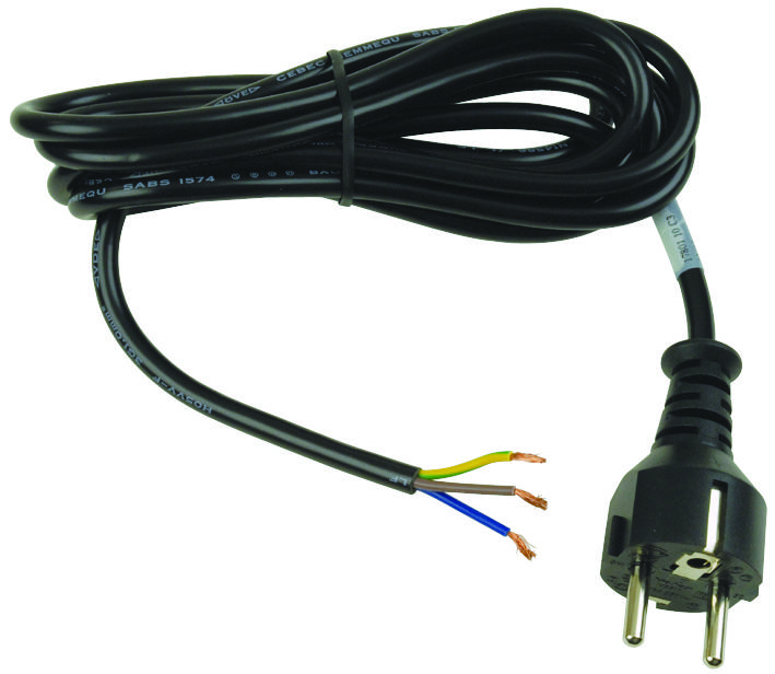 Volex 17801 10 Power Cord, Schuko Plug, 2.5M, 10A Black