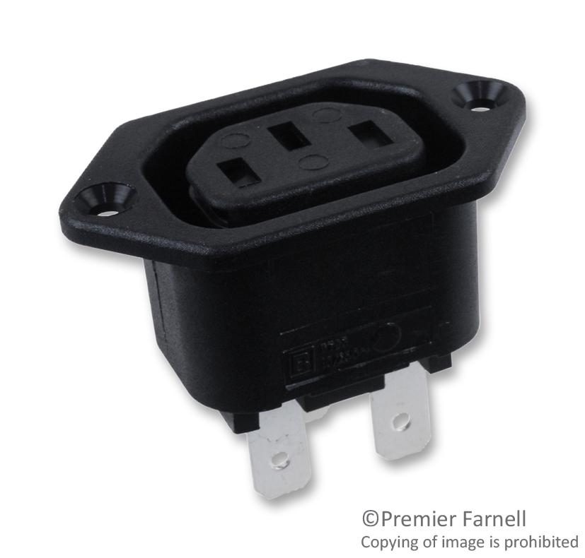 Bulgin Px0793/63 Power Entry Plug, 10A, 250Vac, Black