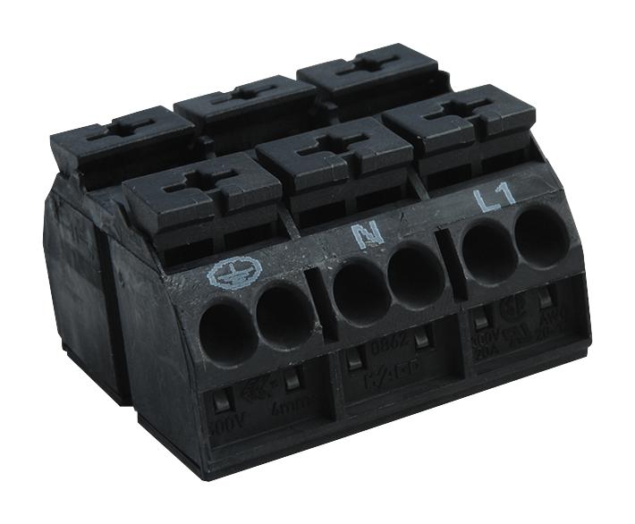 WAGO 862-1503 Terminal Block, Barrier, 3Pos, 12Awg