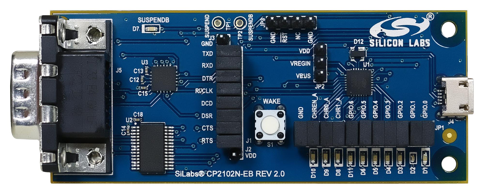 Silicon Labs Cp2102N-Ek Eval Board, Cp2102 Usb-Uart Bridge