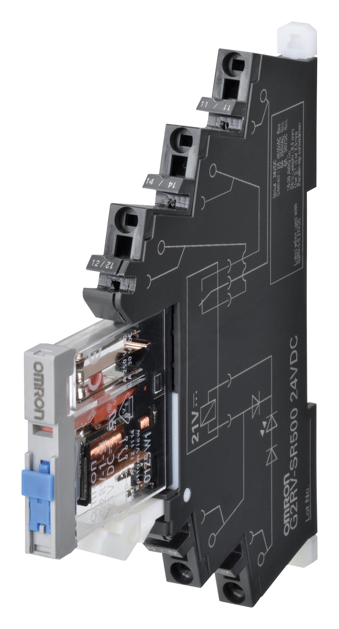 Omron Industrial Automation G2Rv-Sr501  Dc24 Power Relay, 24Vdc, 6A, Spdt, Din Rail