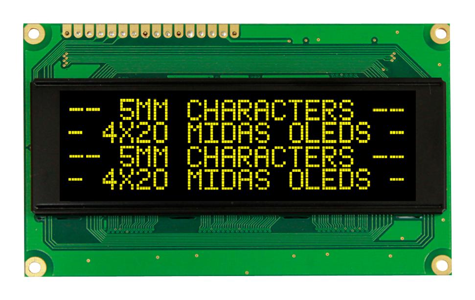 Midas Displays Mcob42005A1V-Eyp Oled Display, 20X4, Parallel, 5.3V