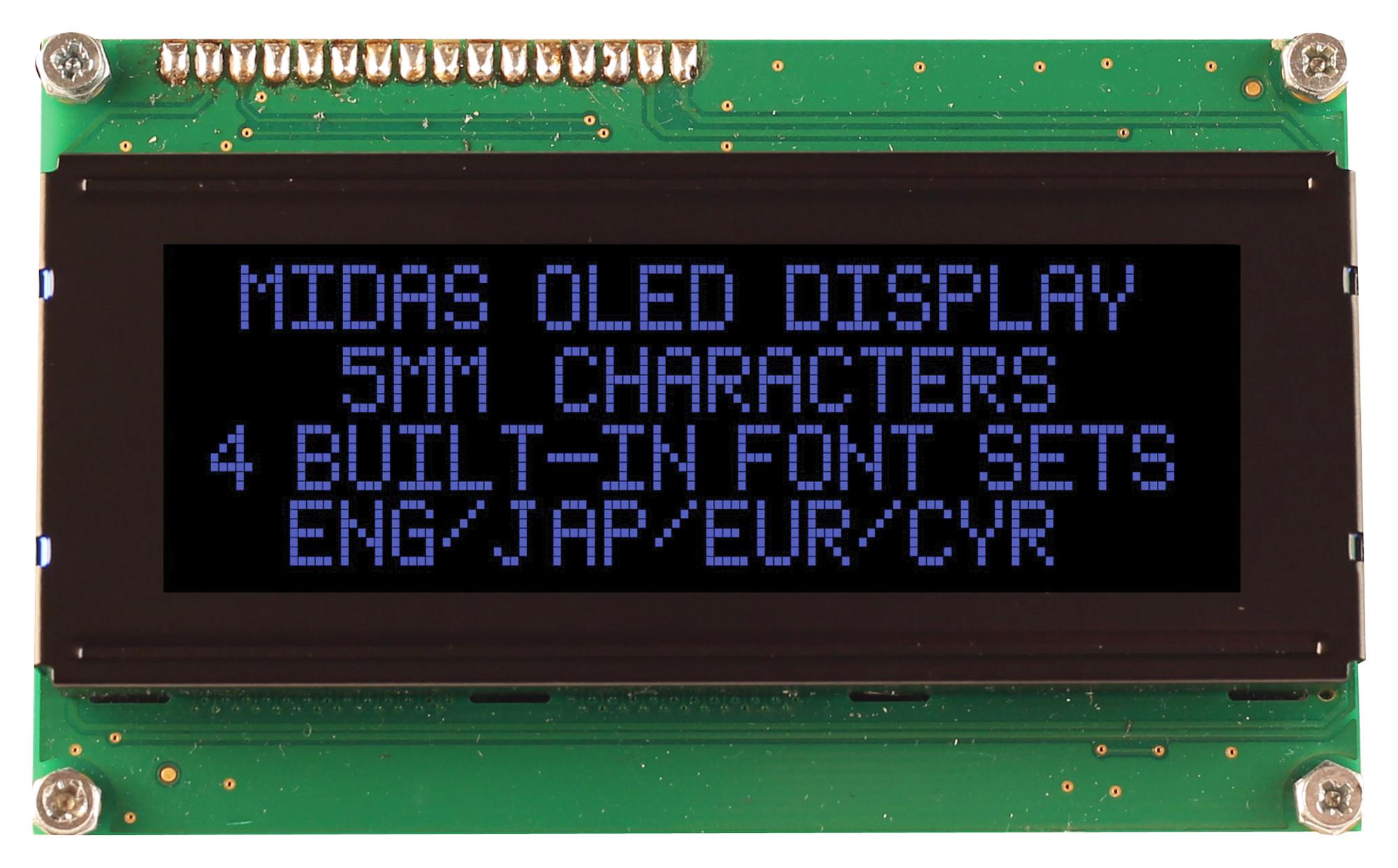 Midas Displays Mcob42005A1V-Ebp Oled Display, 20X4, Parallel, 5.3V