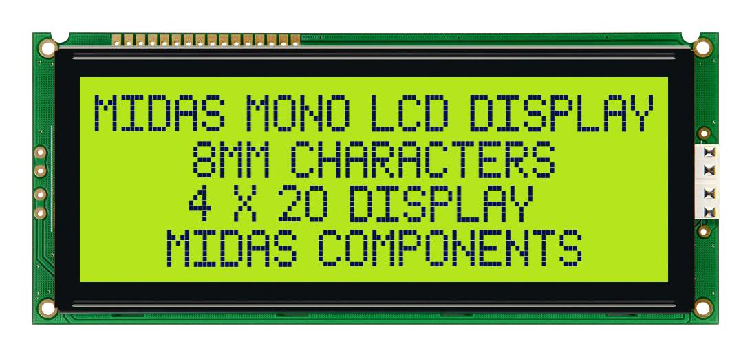 Midas Displays Mc42008A6W-Sptly Display, Alphanumeric, Yellow/green