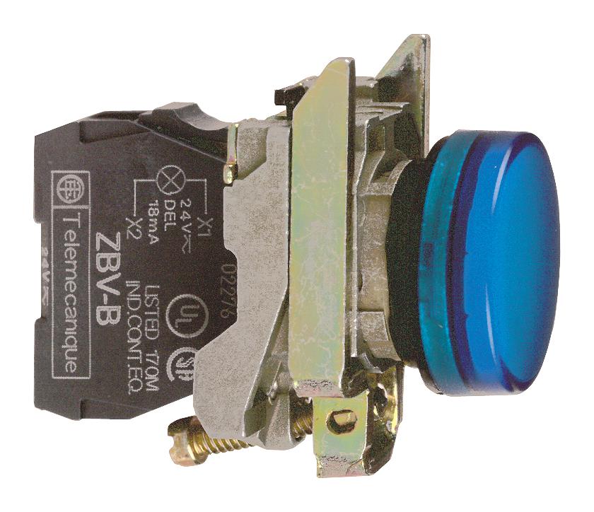 Schneider Electric Xb4Bvg6 Pilot Light, 22mm, Blue, 120Vac