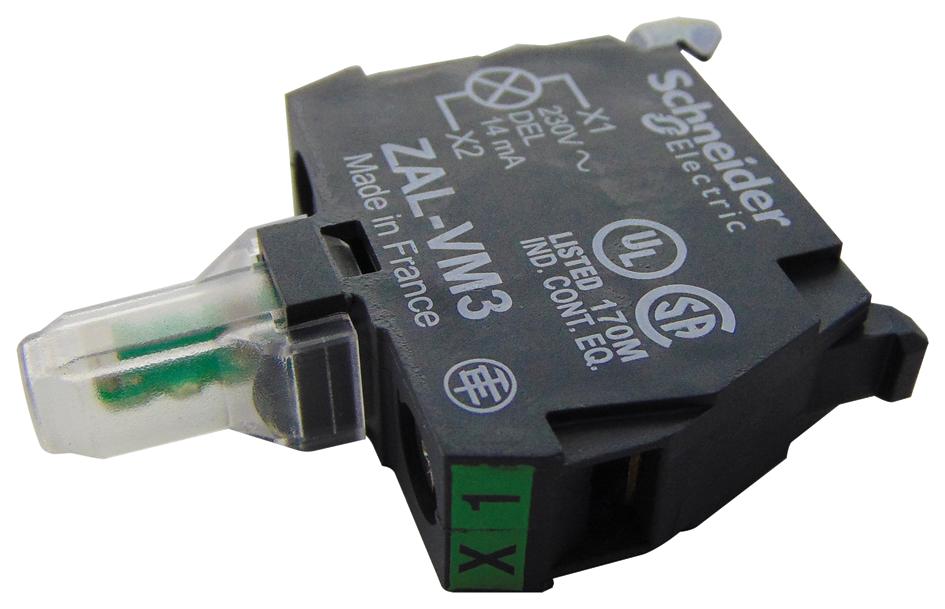 Schneider Electric Zalvm3 Light Block, 240Vac, Green, Screw Clamp