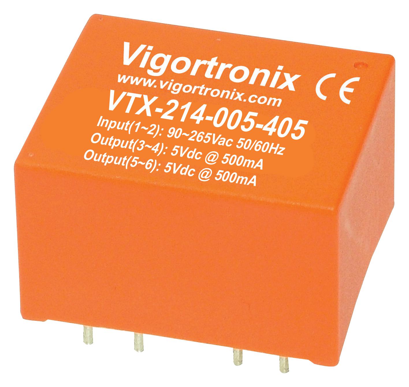 Vigortronix Vtx-214-005-0524 Power Supply, Ac-Dc, 5V, 0.5A