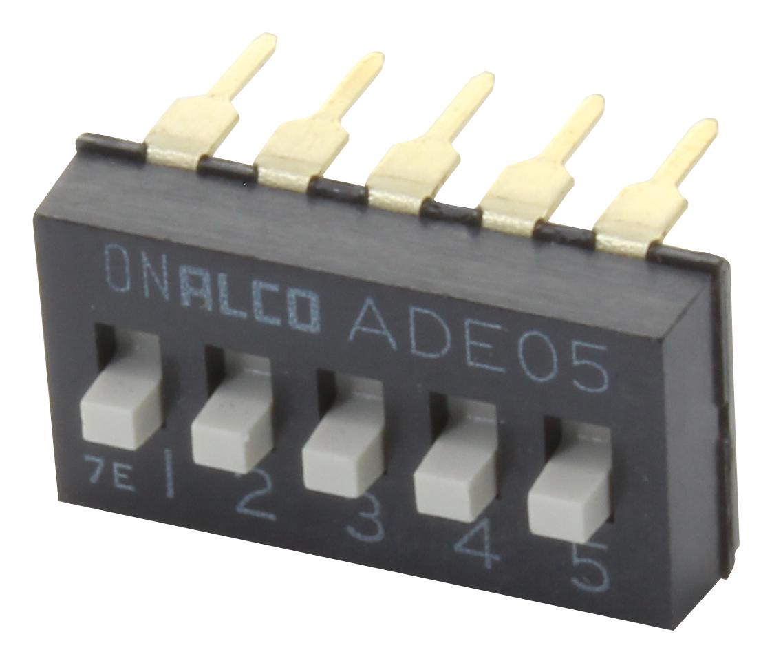 Alcoswitch / Te Connectivity Ade0504 Dip Switch, 5Pos, Spst, 0.1A, 24V, Th