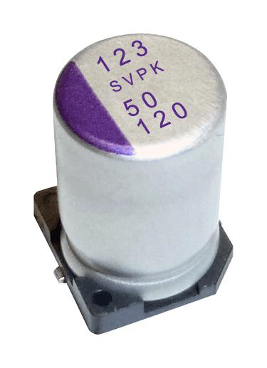 Panasonic 50Svpk120M Capacitor, 120Uf, 50V, Alu Elec, Polymer, Smd