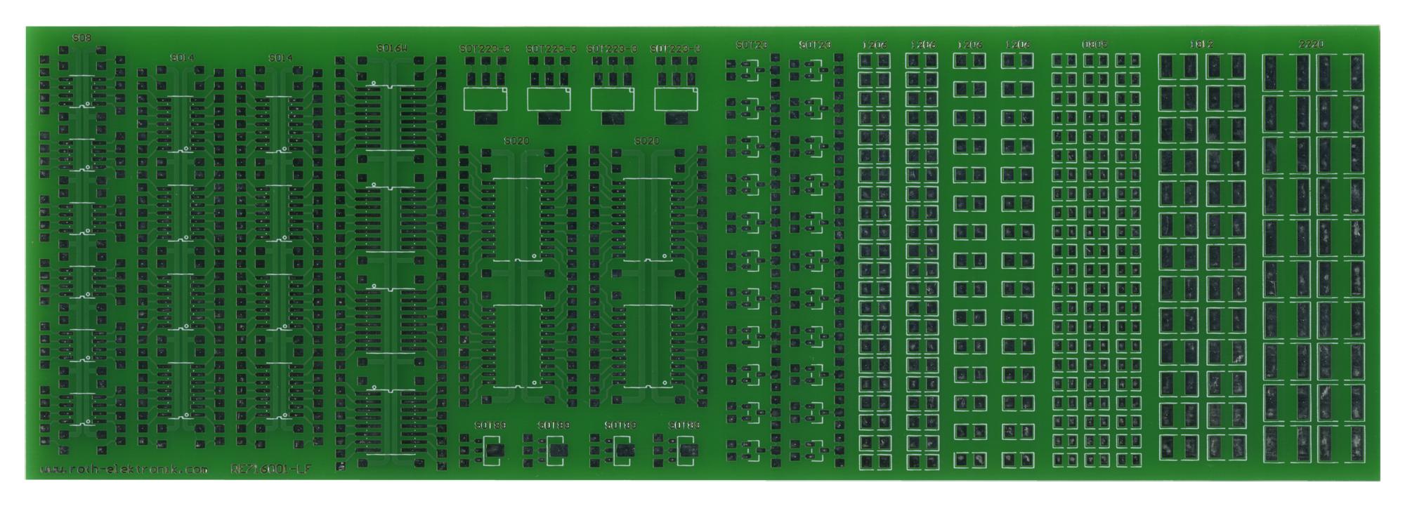 Roth Elektronik Re716001-Lf Pcb, Solder Exercise, 72mm X 213mm