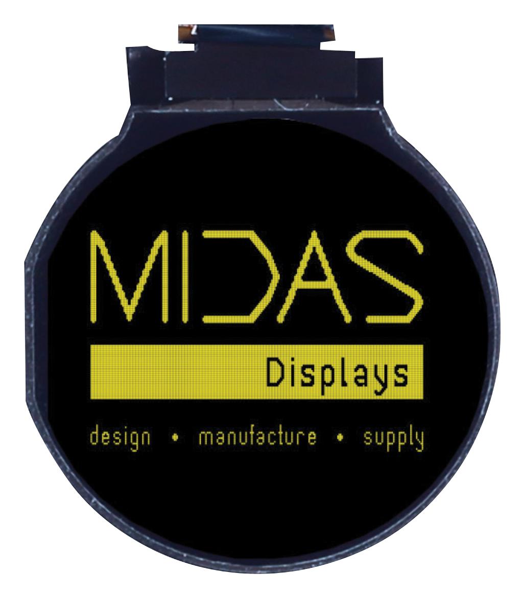 Midas Displays Mcot128128Rv-Ym Display, Oled, Tab, 128X128 Pixels