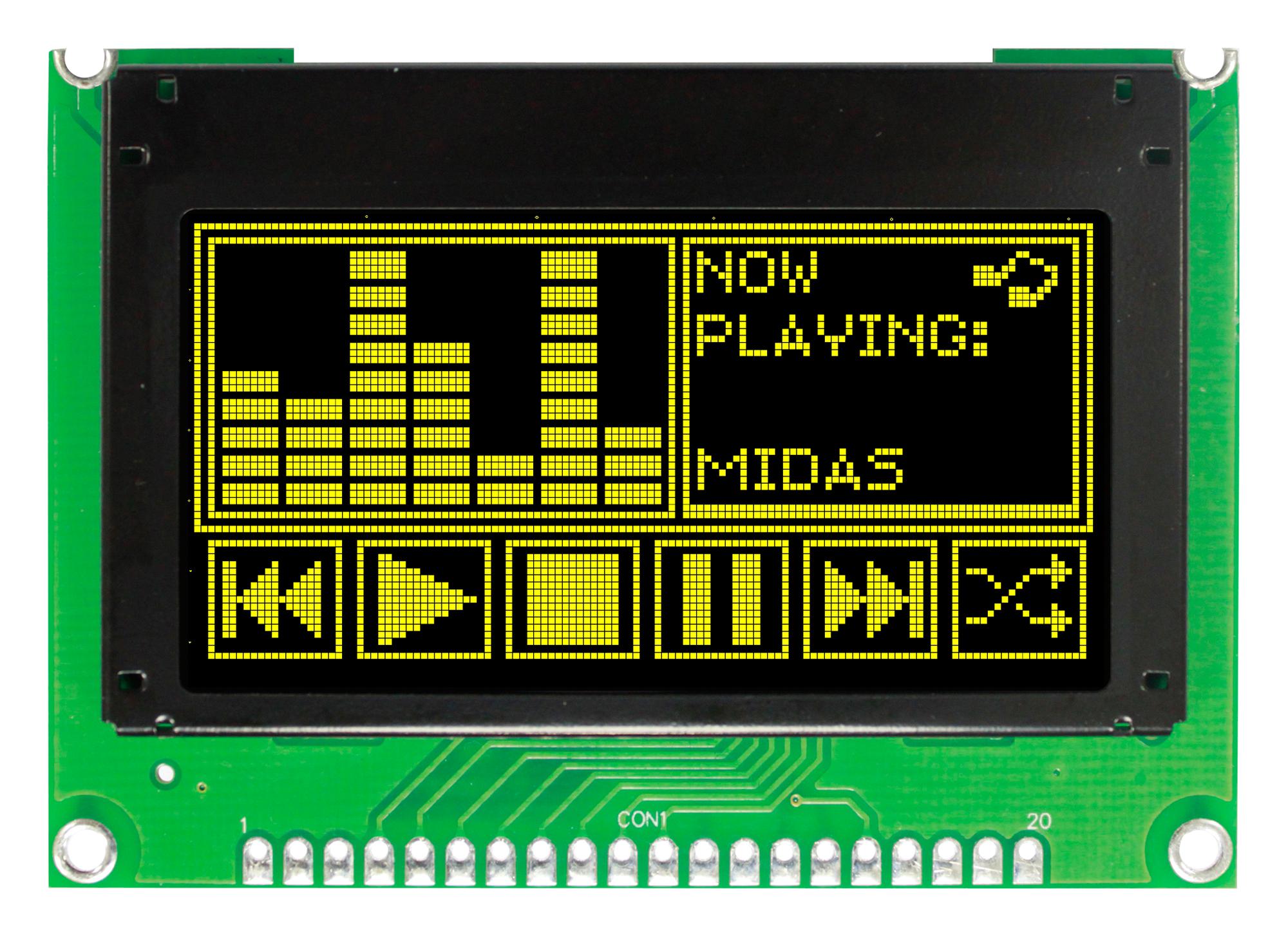 Midas Displays Mcob128064T1V-Yp Display, Oled, Cob, 128X64 Pixels