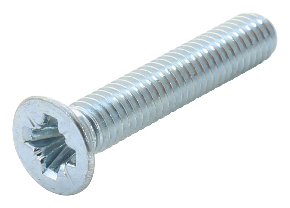 TR Fastenings M2.510Krstmcz100- Pozi Csk Head Machine Screw, Steel, M2.5