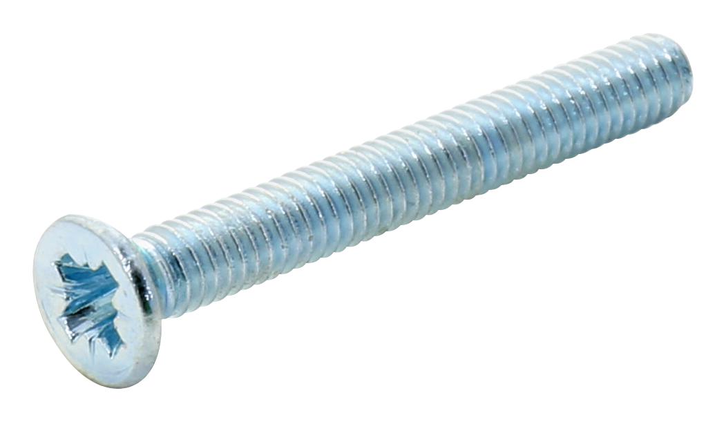 TR Fastenings M2.520Krstmcz100- Pozi Csk Head Machine Screw, Steel, M2.5