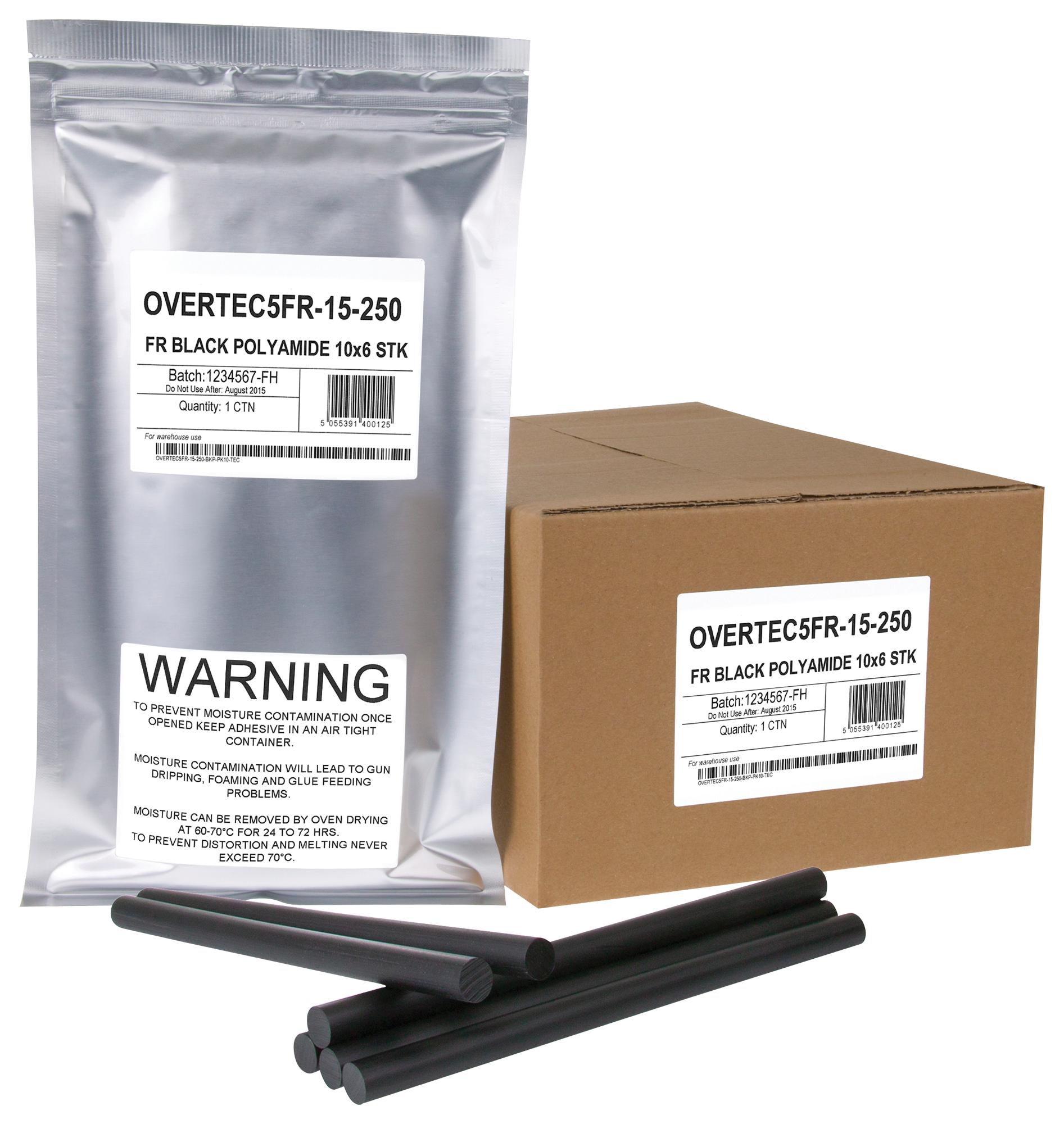 Power Adhesives Overtec5Fr-15-250-Bkp-Pk10-Tec Adhesive, Moulding Resin, Stick, Black