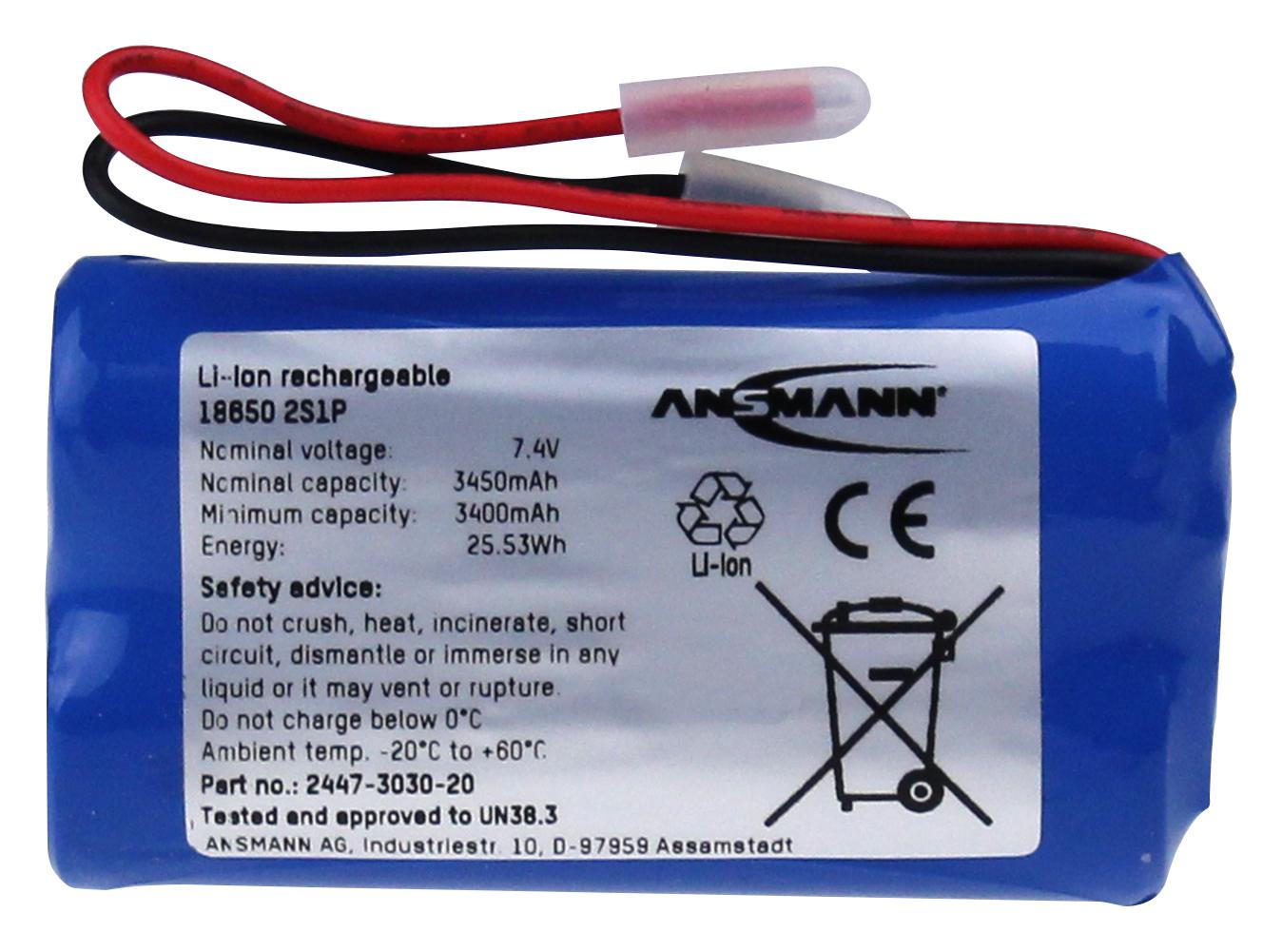 Ansmann 2447-3030-20 Battery,li-Ion,3.45Ah,7.4V