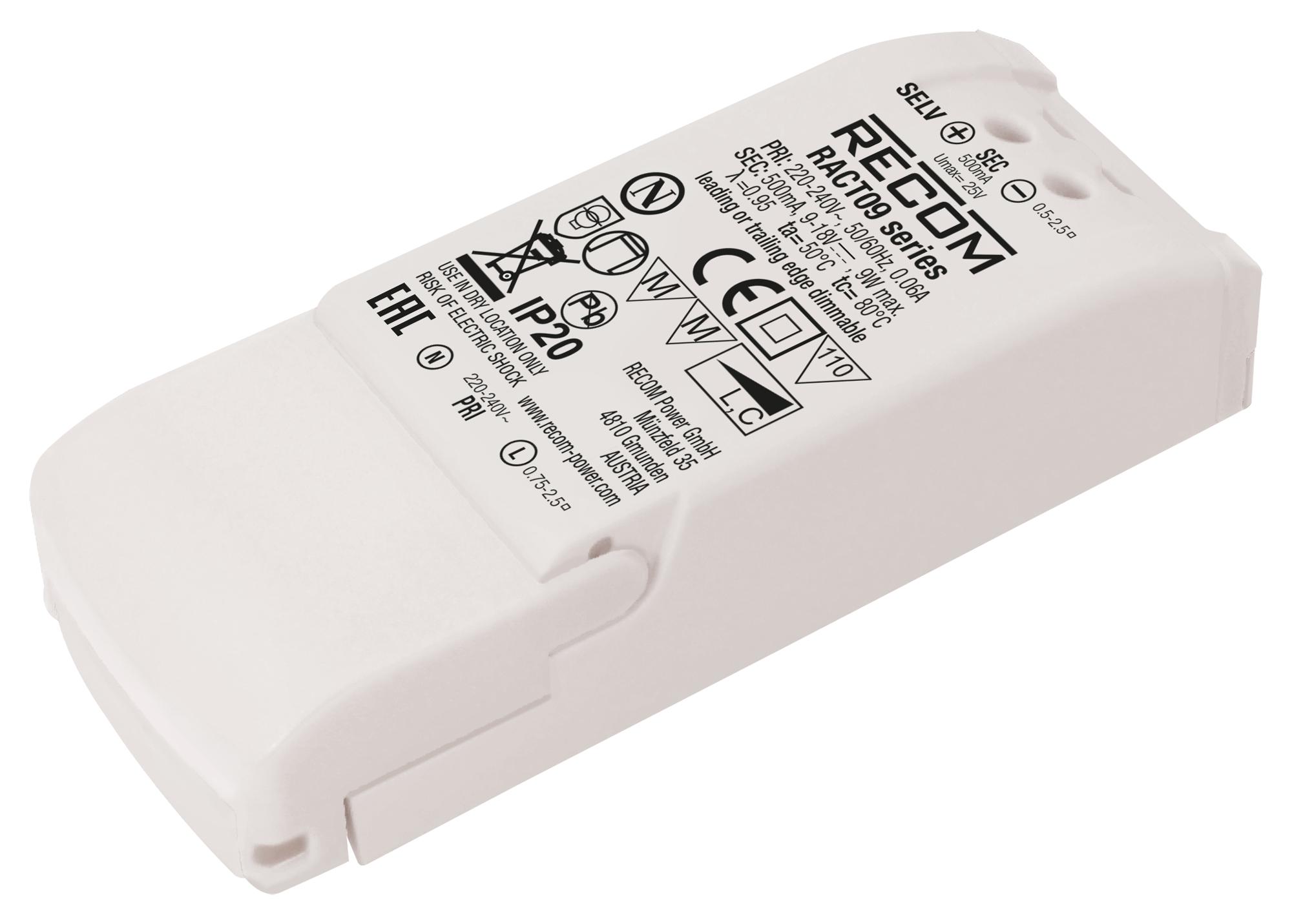 RECOM Power Ract09-350 Led Driver, Single O/p, 9W, 26V