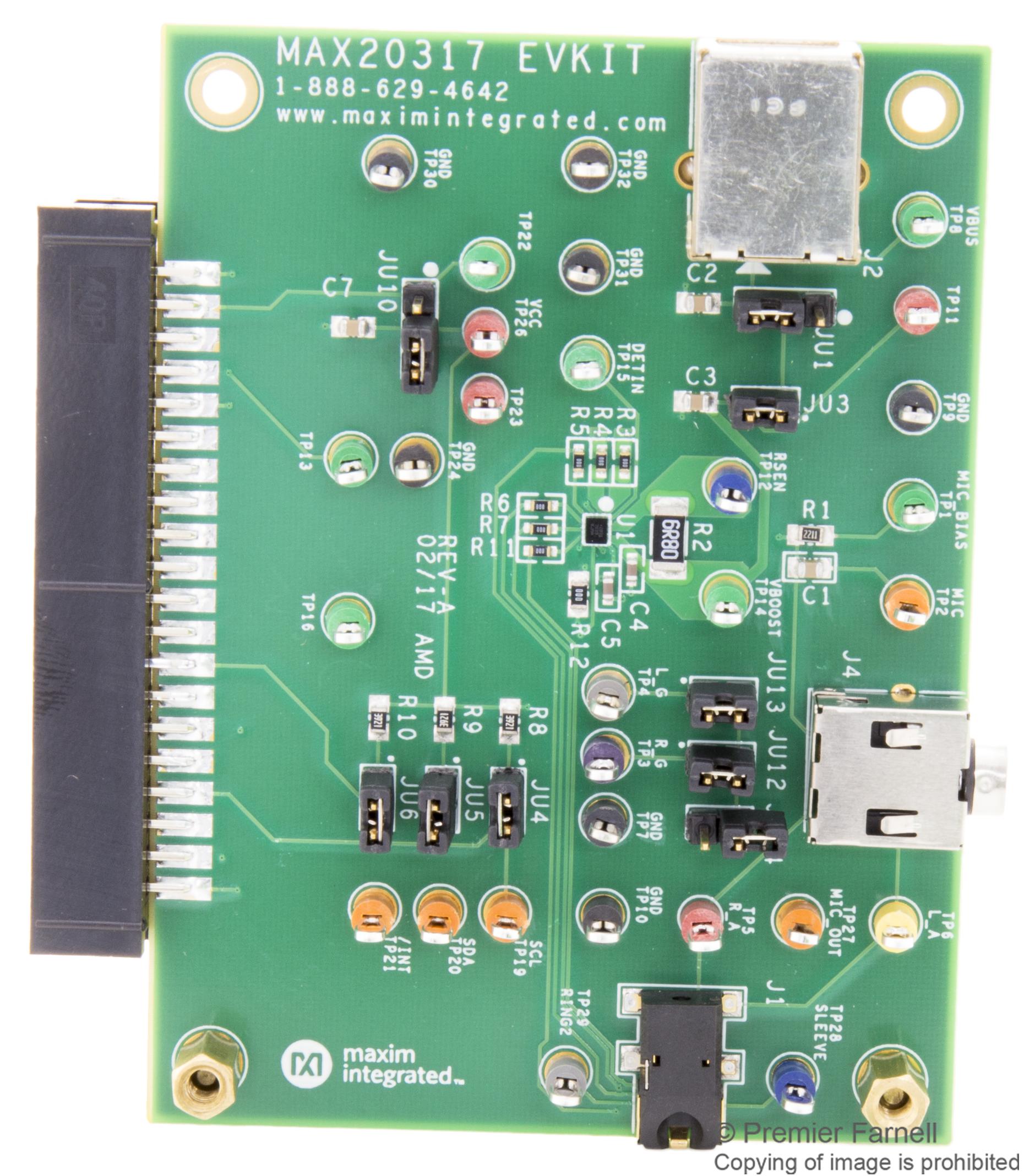 Analog Devices Max20317Evkit# Eval Brd, Universal 3.5mm Accessory Mgmt