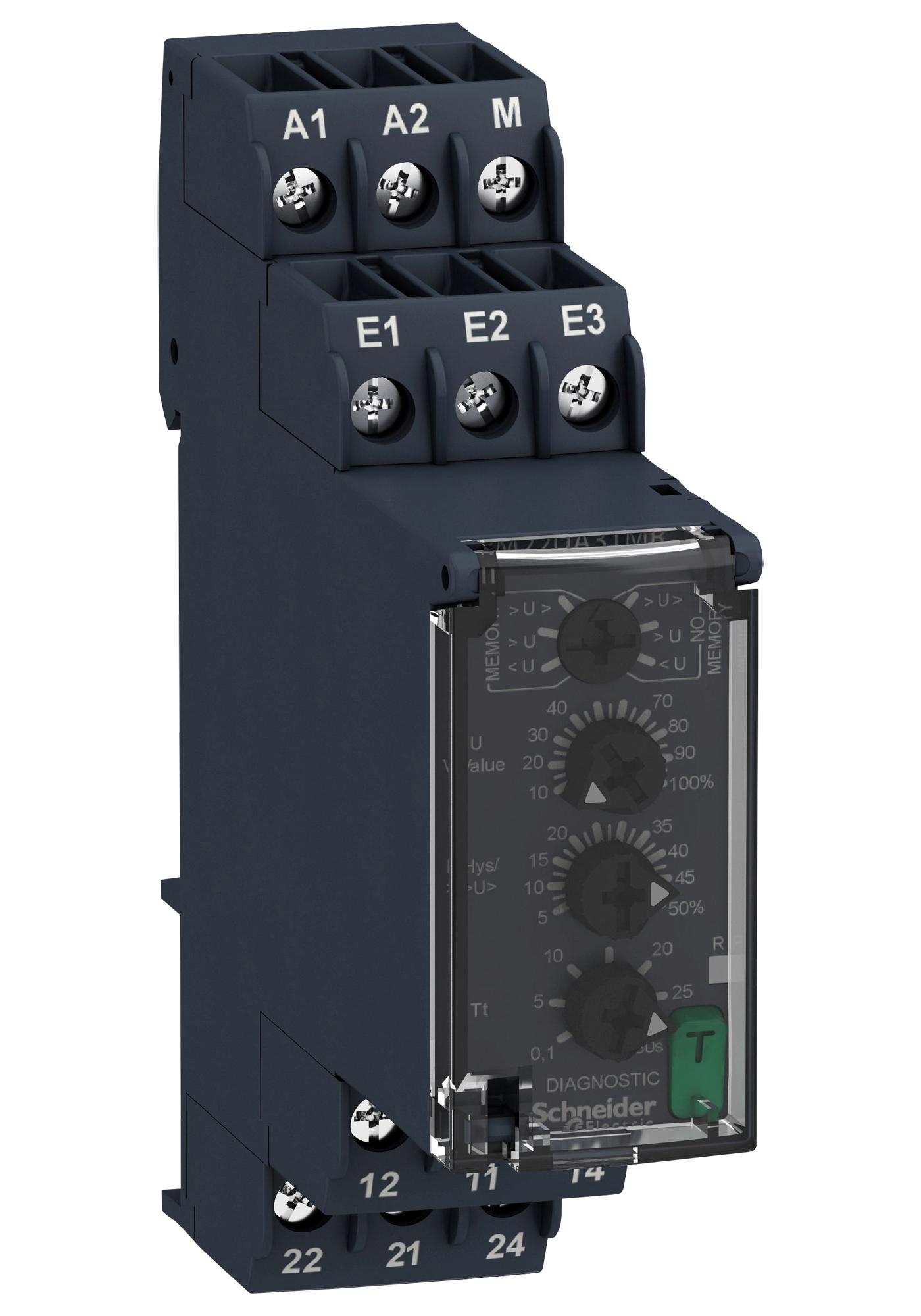 Schneider Electric Rm22Ua32Mr Voltage Control Relay, Dpdt, 1V-100V