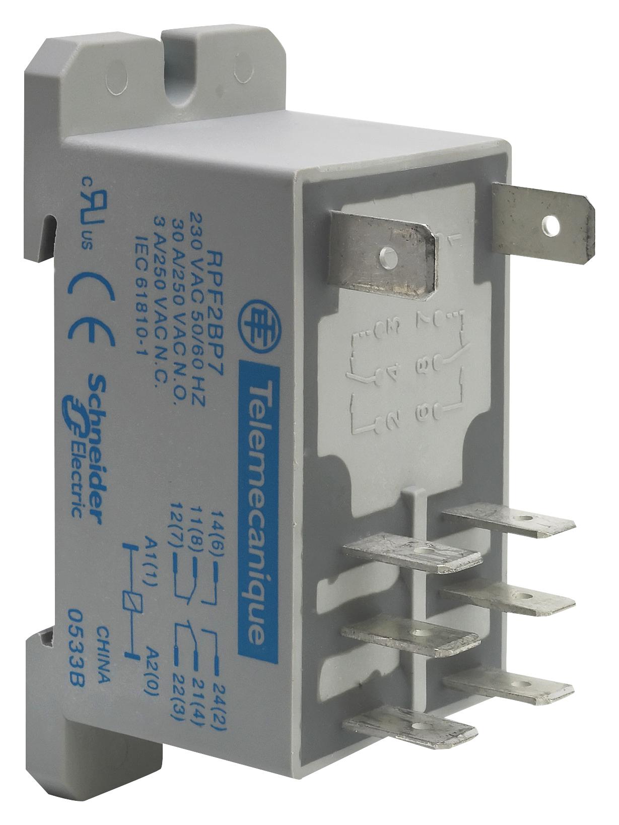 Schneider Electric Rpf2Ajd Relay, Dpst-No, 12Vdc, 30A, Din Rail