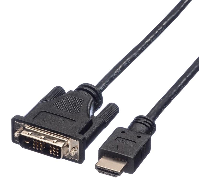 Roline 11.04.5552 Audio Cable, Hdmi-Dvi/d Plug, 5M, Black