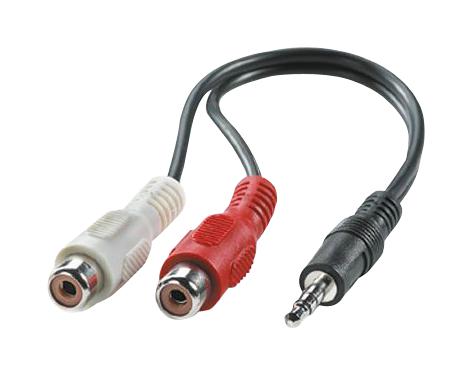 Roline 11.09.4340 Audio Cable, 3.5mm Plug-Rcax2 Skt, 0.2M