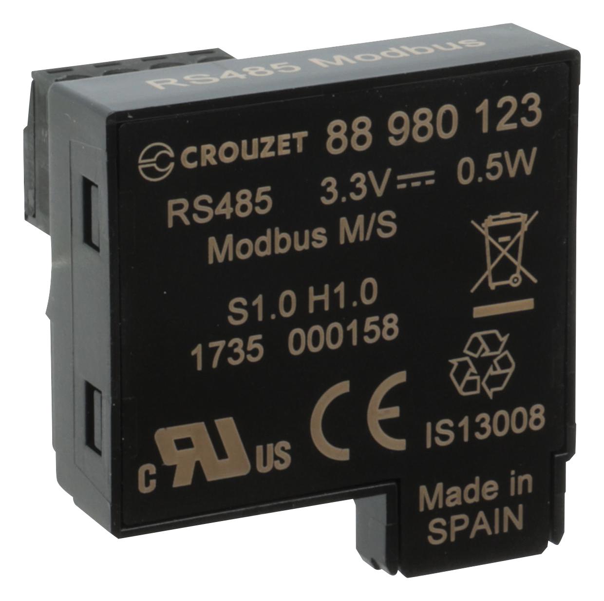 Crouzet 88980123 Modbus Rs485 Interface, Black, Plc