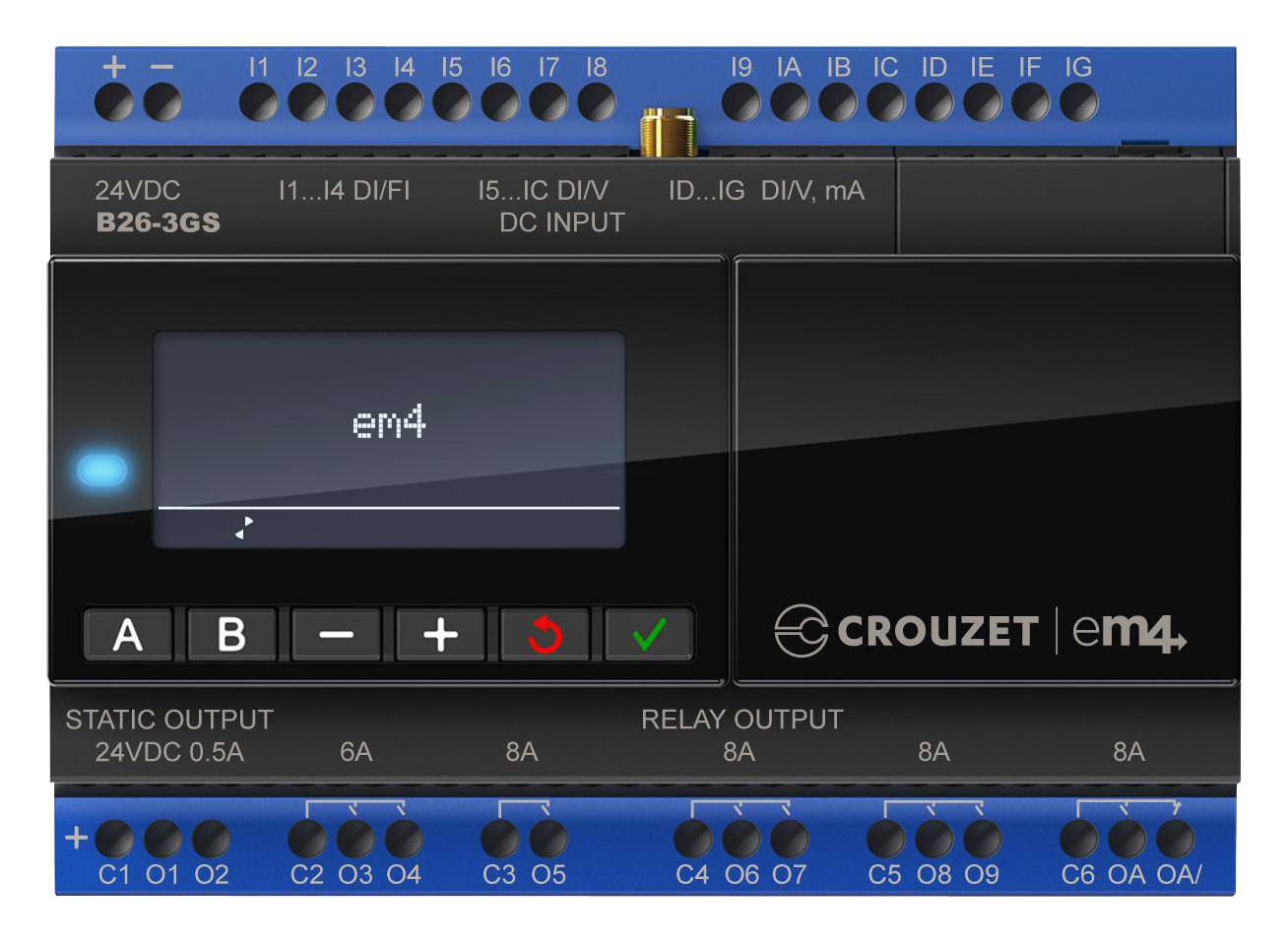 Crouzet 88981103 Digital I/o Plc, 16-I/p, 10-O/p, 24Vdc