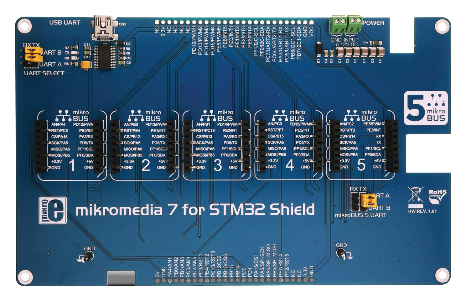 MikroElektronika Mikroe-2812 Mikromedia 7 For Stm32 Shld, Five Socket