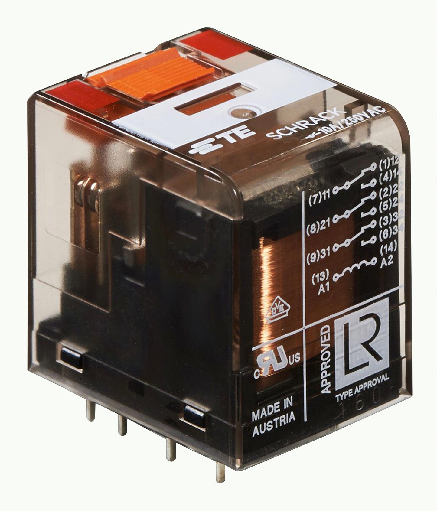 Schrack / Te Connectivity Pt371730 Power Relay, 3Pdt, 10A, 240Vac, Th