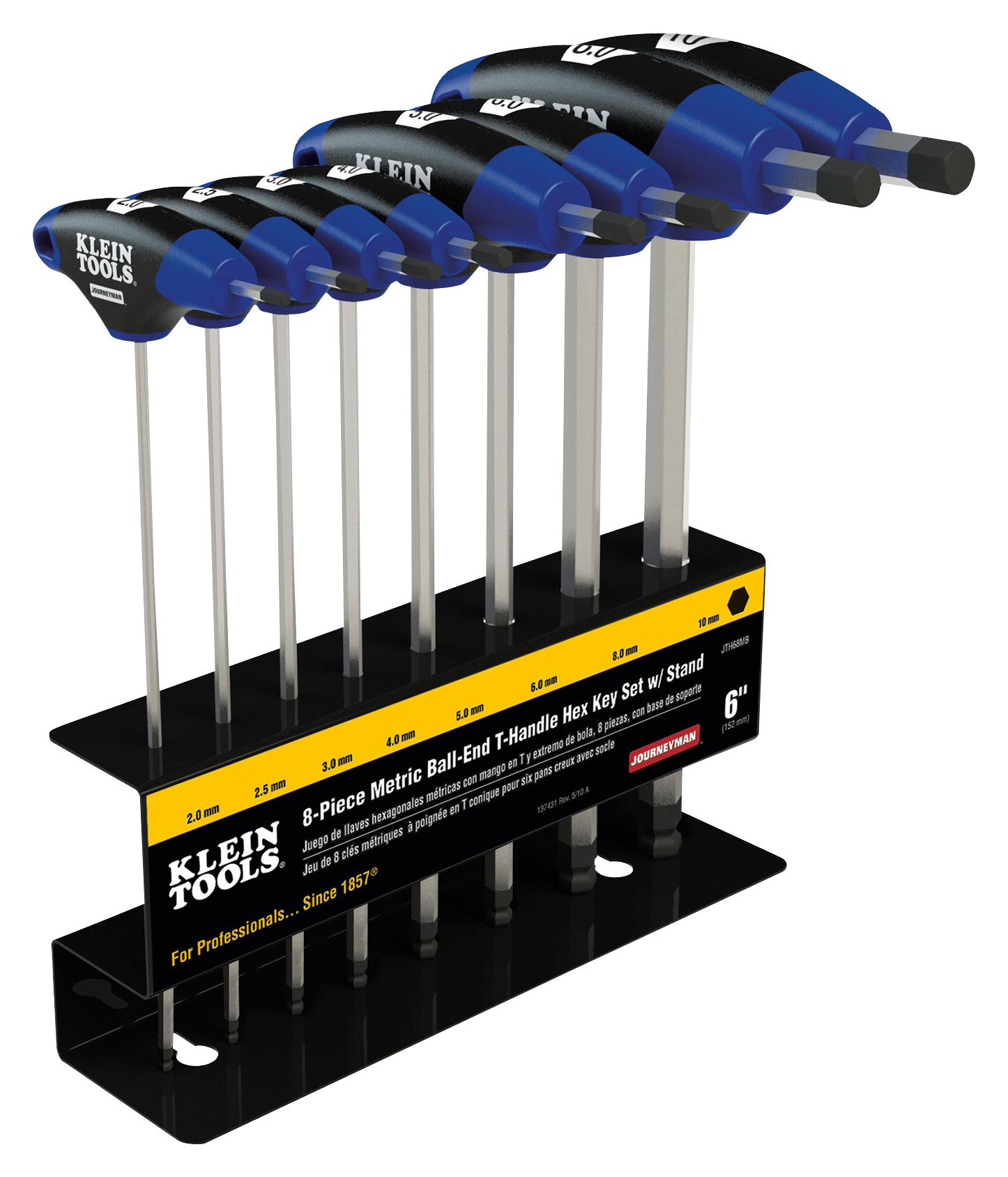 Klein Tools Jth68Mb T-Handle Hex Key Set W/stand, 8Pcs