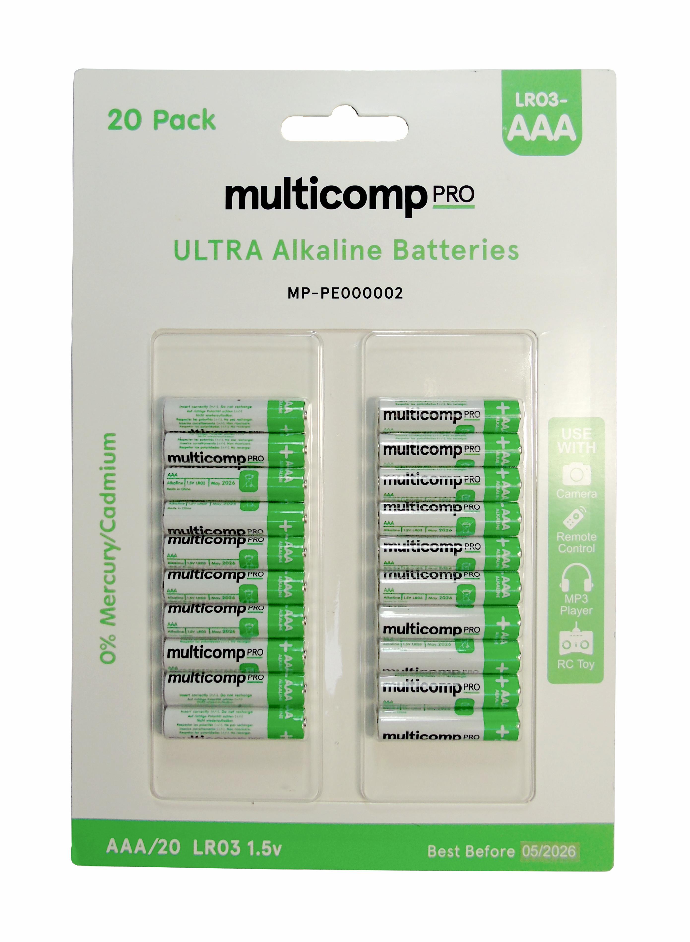 Multicomp Pro Mp-Pe000002 Battery, Alkaline, 1.5V, 1.1Ah