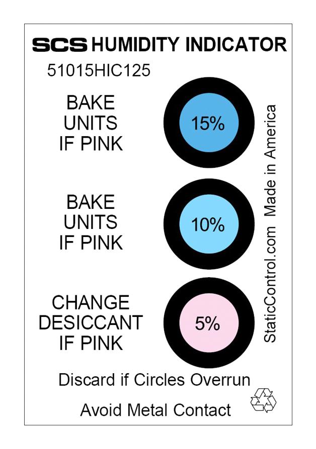 SCS 51015Hic125 Humidity Indicator Card, 3Spot, 2x3