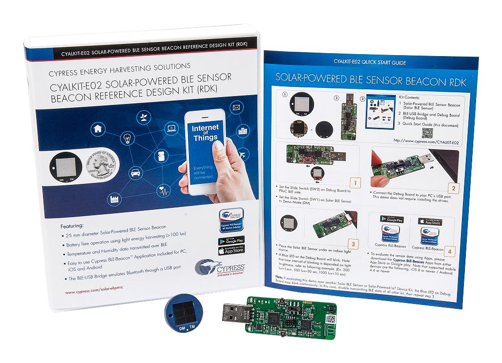 Infineon Cyalkit-E02 Ref Design Kit, Solar-Powered Ble Sensor