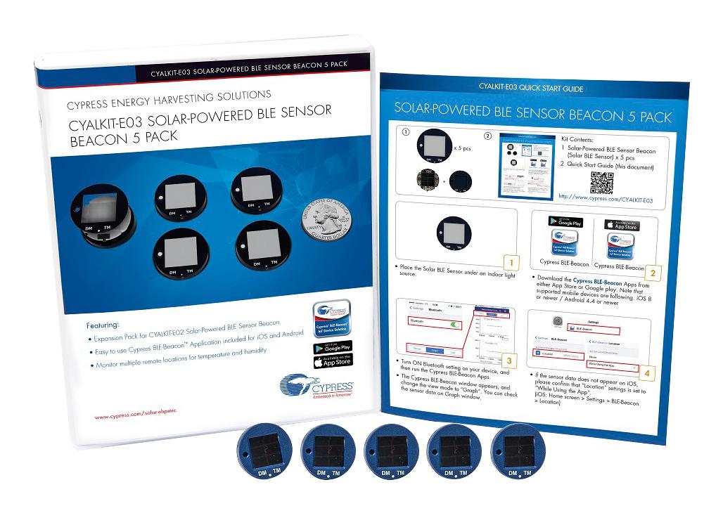 Infineon Cyalkit-E03 Ref Design Kit, Solar-Powered Ble Sensor