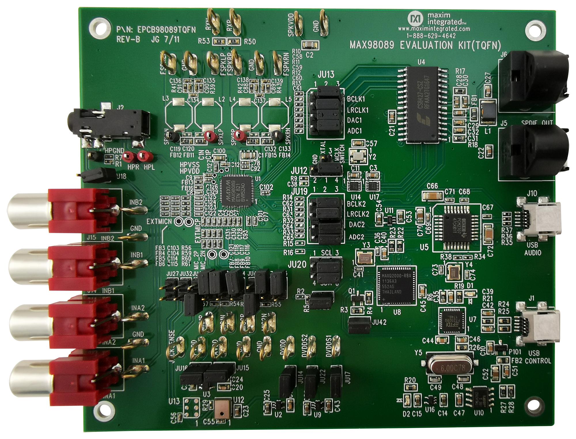 Analog Devices Max98089Evkit#tqfn Eval Kit, Stereo Audio Codec