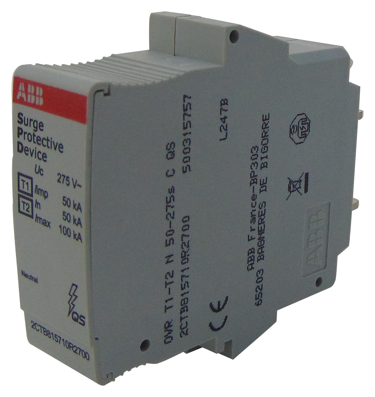 Abb Soule 2Ctb815710R2700 Mains Surge Protector, 275Vac, Din Rail