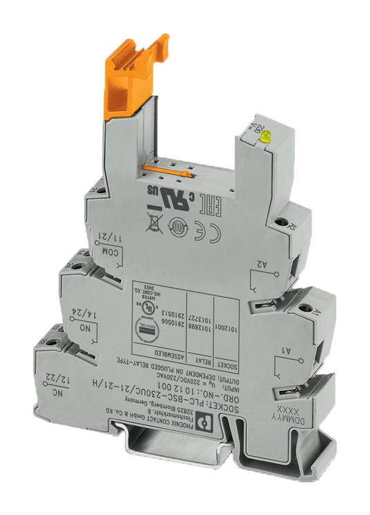 Phoenix Contact 1012001 Relay Socket, 230Vac/dc, Din Rail