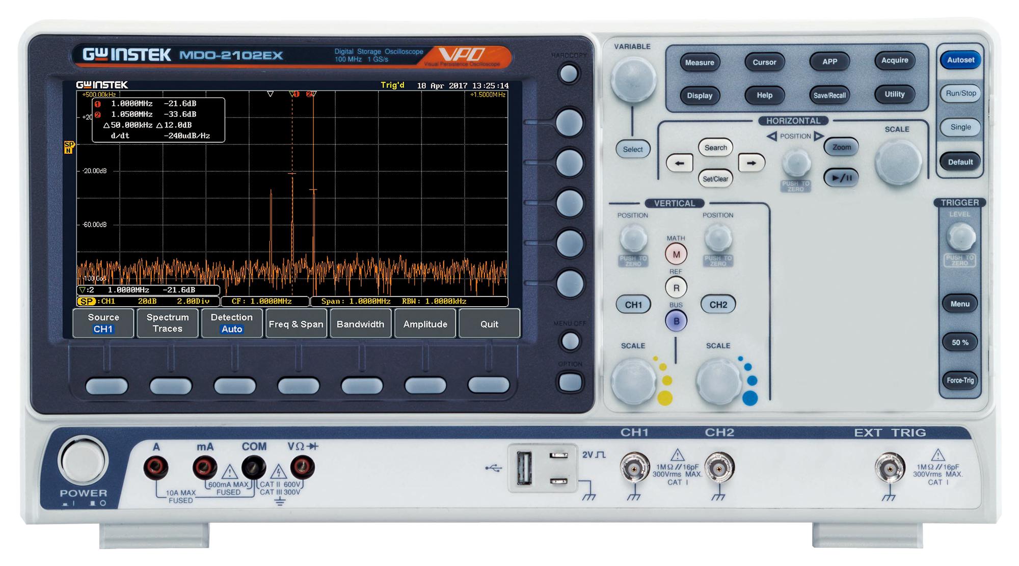 Gw Instek Mdo-2102Ex Oscilloscope, 2 Channel, 100 Mhz