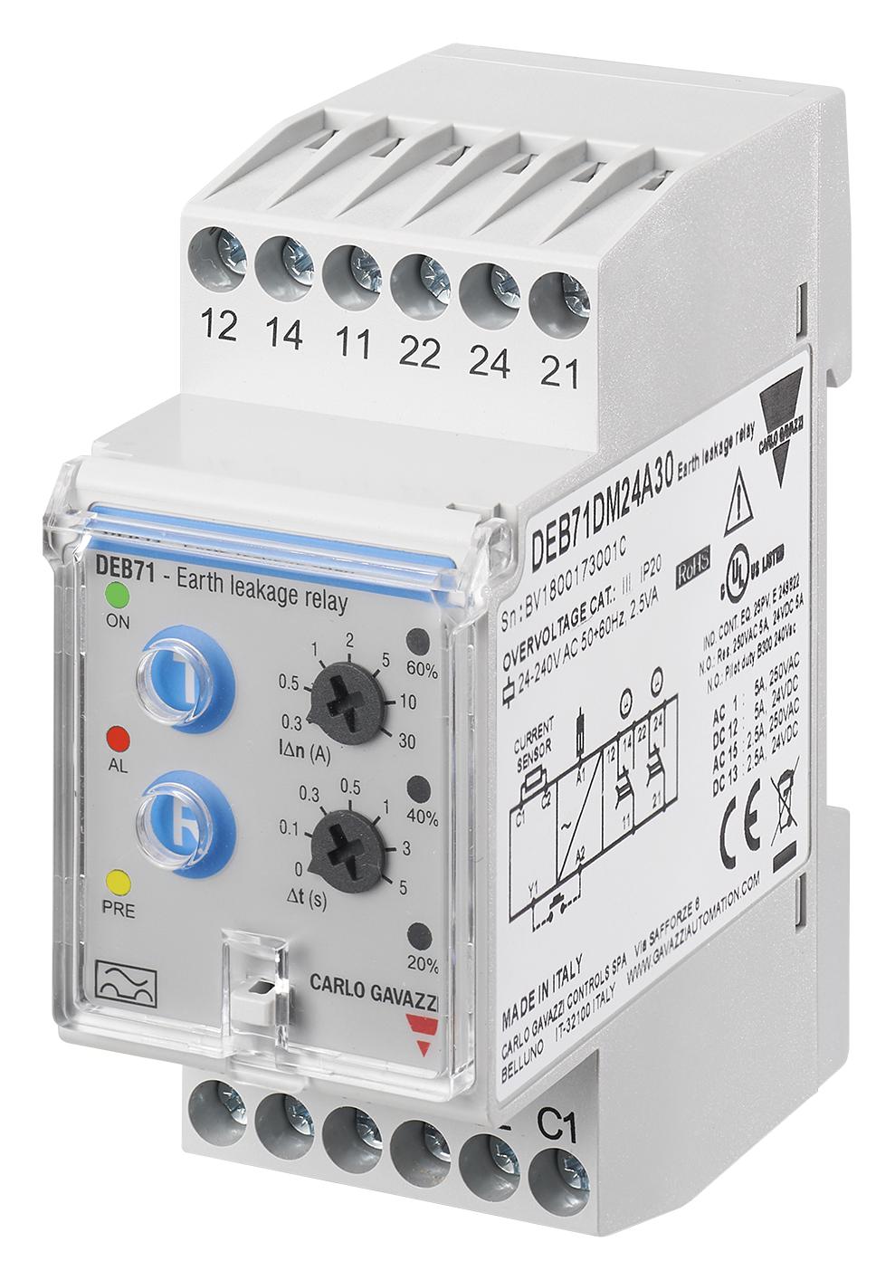 DEB71DM24A5 Carlo Gavazzi, Current Monitoring Relay, DEB71, SPDT