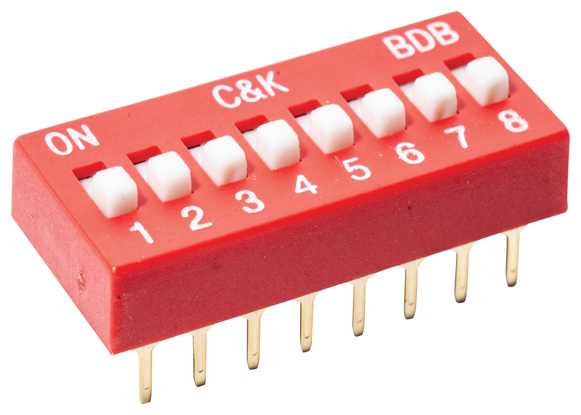 C&k Components Bdb06 Dip Switch, Spst-No, 6Pos, Raised Slide