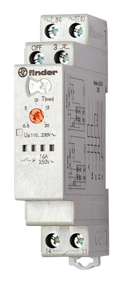 Finder Relays Relays 136182300000 Power Relay, Spst, 16A, 230Vac, Din Rail