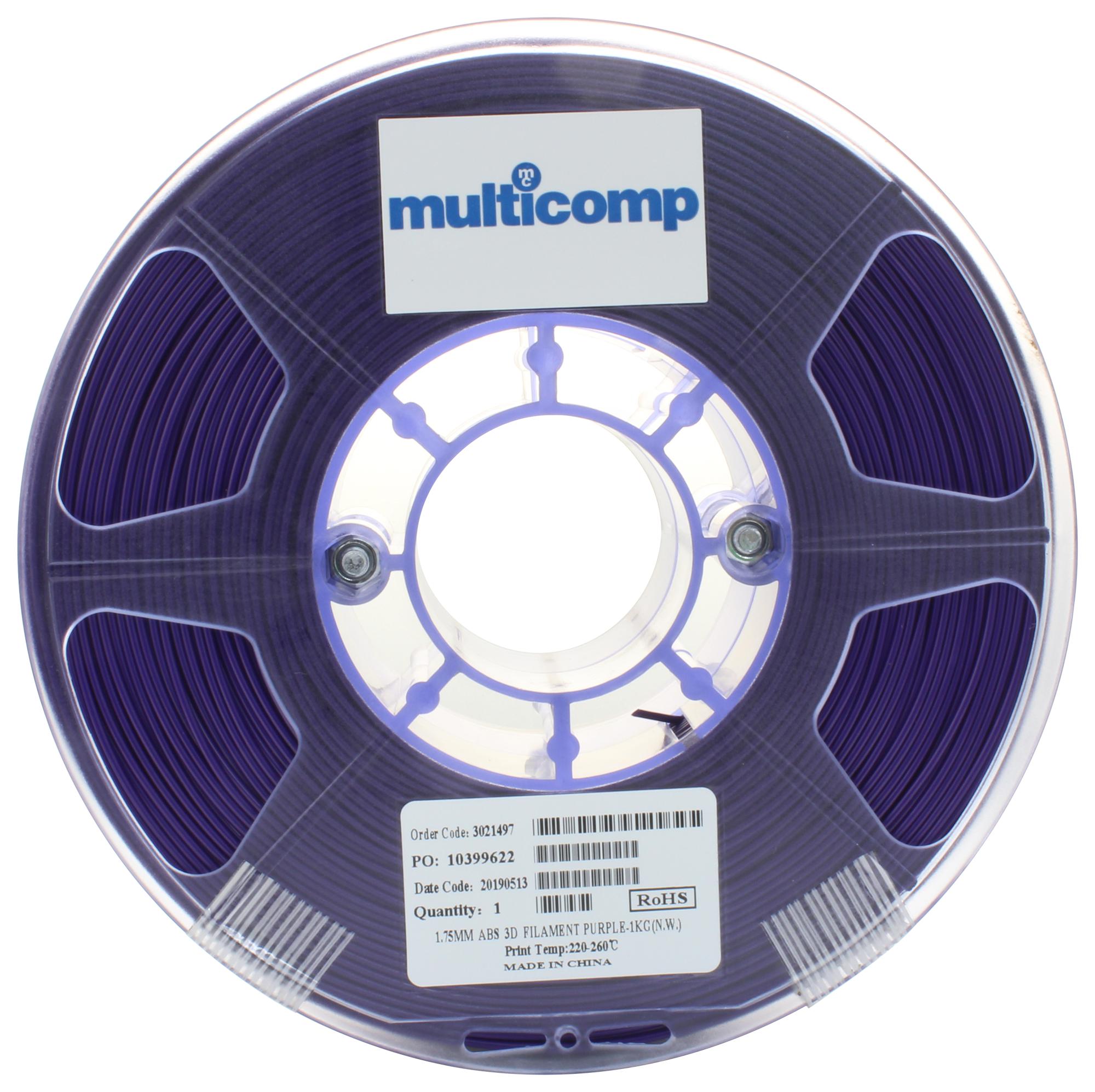 Multicomp Pro Mc011446 3D Printer Filament, Abs, 1.75mm, Purple